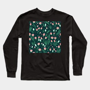 Abstract Seamless Floral Pattern Long Sleeve T-Shirt